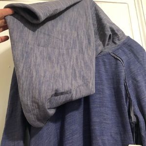 Free People blue cowl neck hooded top shirt